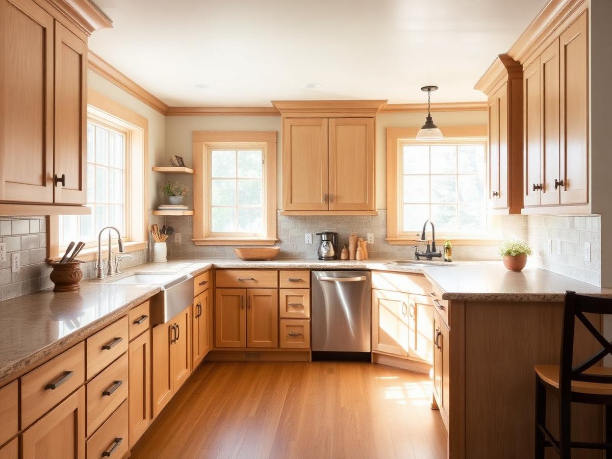 Finished kitchen remodel with wood cabinetry and natural light